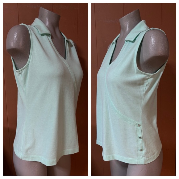 EP Pro Cool Mint V-Neck Sleeveless Polo Golf Top, Medium - Picture 2 of 6
